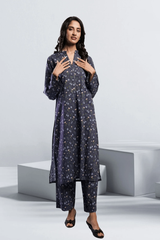 Ahlam Soft Cambric Stitched-Blue Bell Co-ord Set Collection'2024