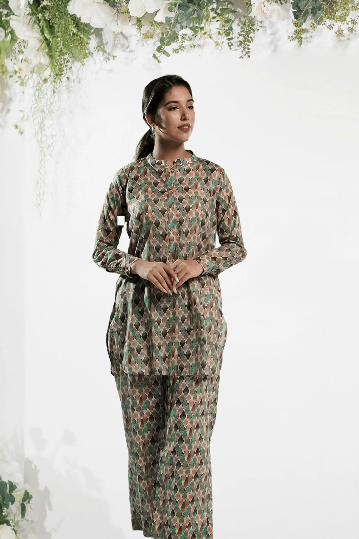 Ahlam Soft Cambric Stitched-Color Splash Co-ord Set Collection'2024