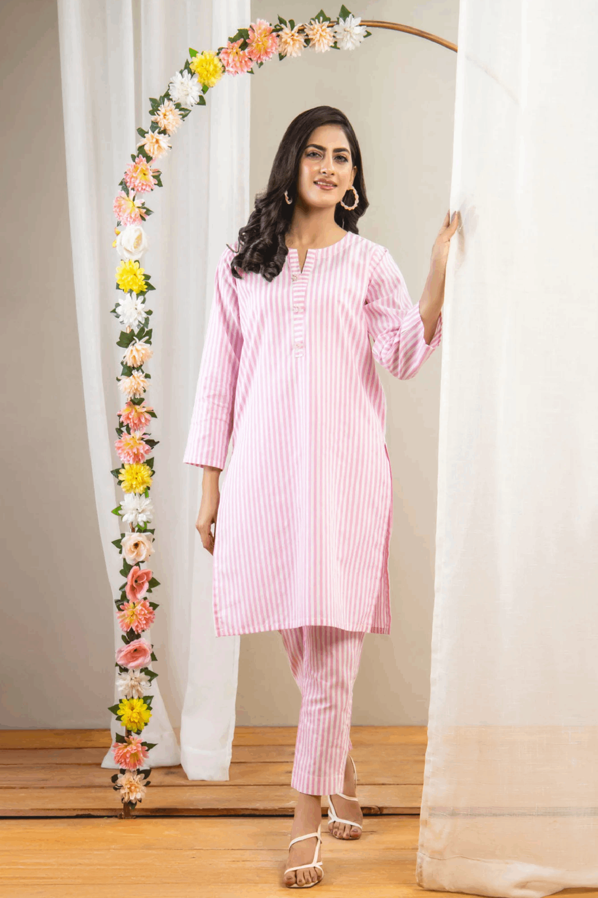 Ahlam 2Pc Pink Lining  Co-Ord Set Collection'2024