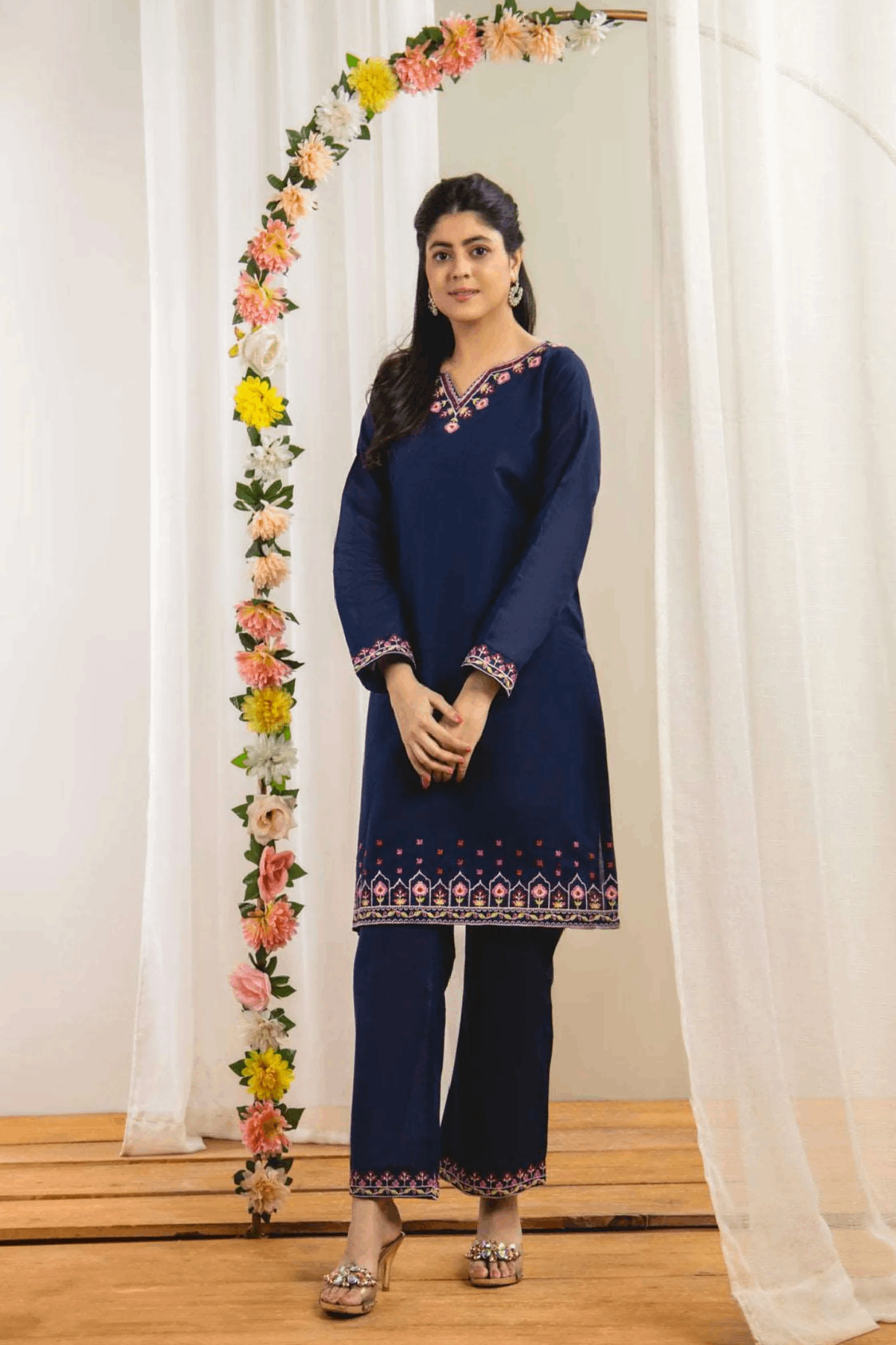 Ahlam 2 Piece Embroidery Suit (Blue) Collection'2024