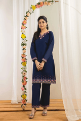 Ahlam 2 Piece Embroidery Suit (Blue) Collection'2024