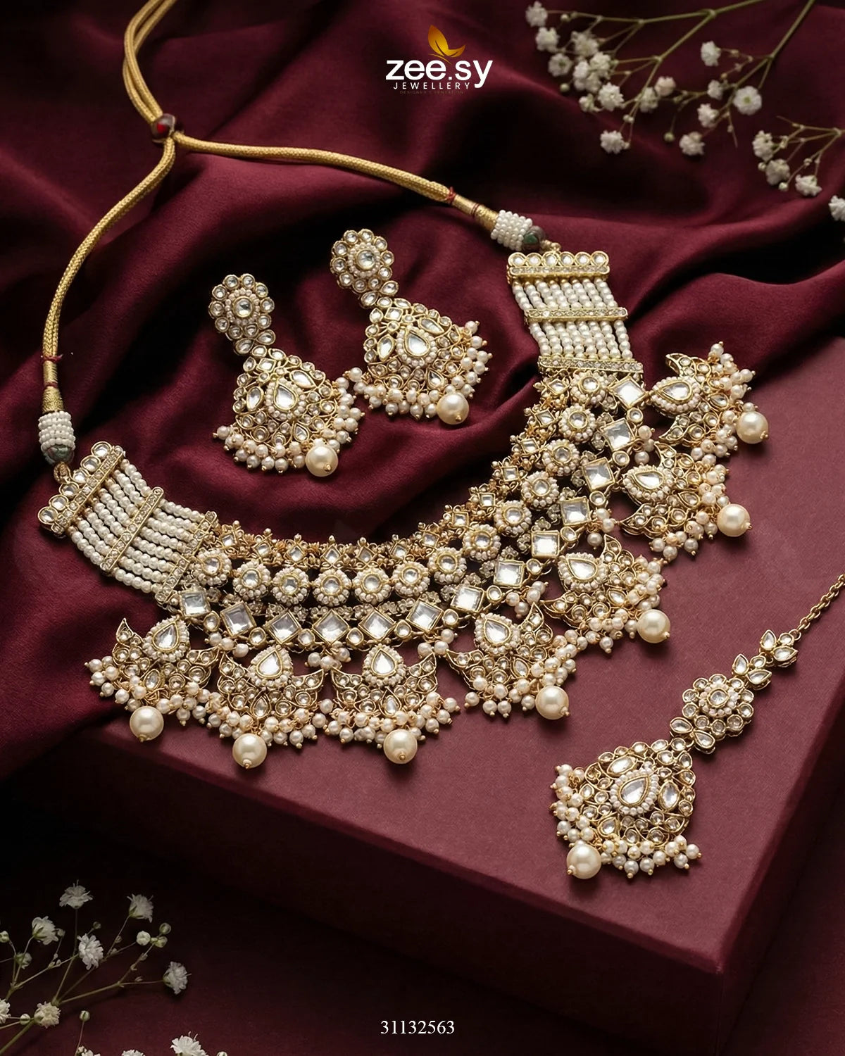 Anarkali Faux Pearl Bridal Set - Zeesy Jewellery