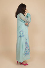 Madiha Gohar Stitched 2 Piece Emb Suit-Aqua Marine