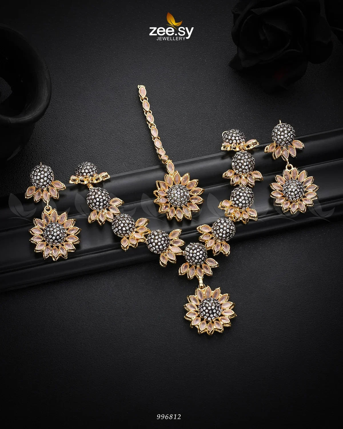 Aquilegia Necklace Set Mint pink - Zeesy Jewellery