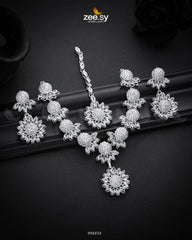 Aquilegia Necklace Set Silver White - Zeesy Jewellery