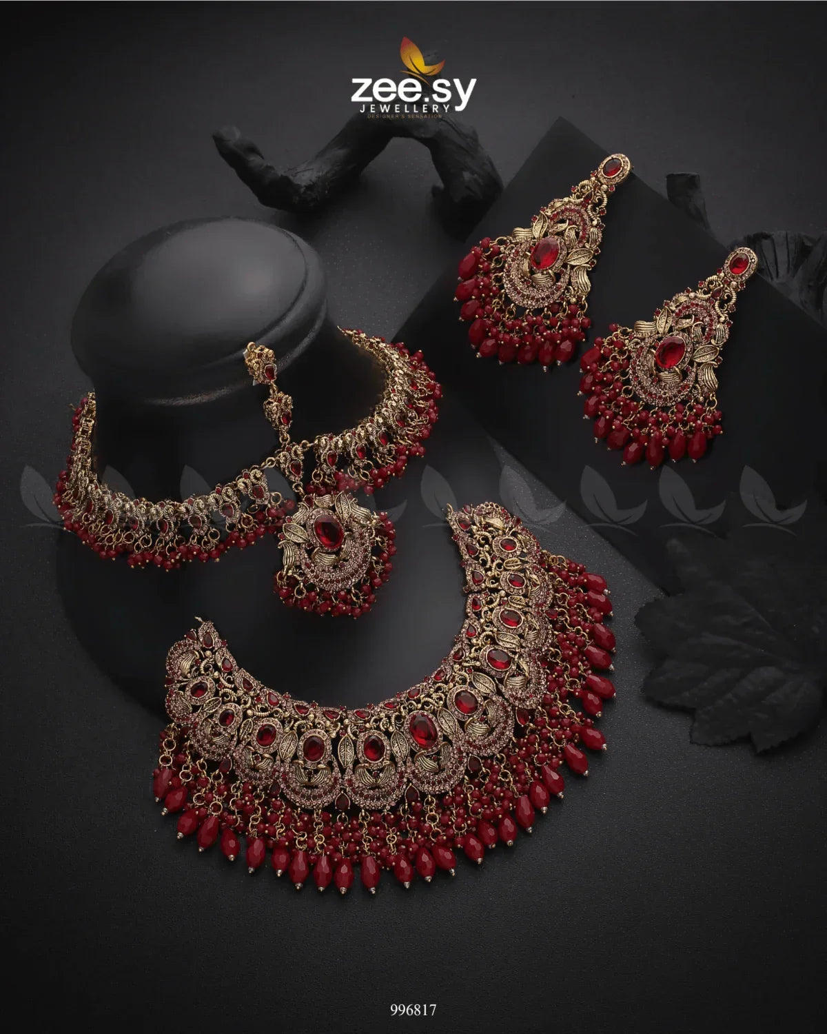 Aristocratic Bridal Set Red - Zeesy Jewellery
