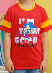 Modest Stitched Summer Kids Collection'2024-Sonic Graphic Tee - Red