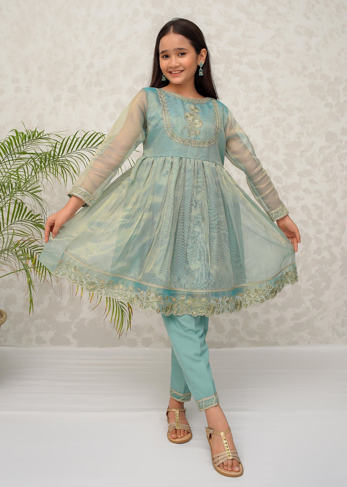 Eid Ki Khushiyan By Modest Stitched 3 Piece Cotton Frock Collection'2025-9025-Grn