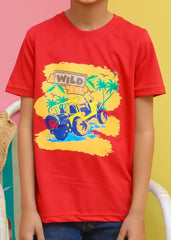 Modest Stitched Summer Kids Collection'2024-Wild Adventure Graphic Tee - Red