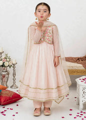 Modest Stitched 3 Piece Formals Kids Suit-A011-Peach