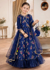 Modest Stitched 3 Piece Formals Kids Suit-A021-Blue