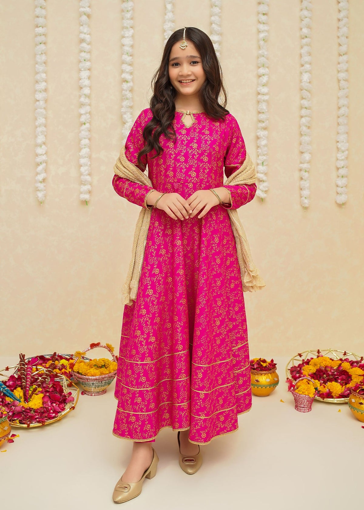 Gulzar By Modest Stitched 3 Piece Formals Collection'2025-8915-Pink Frock