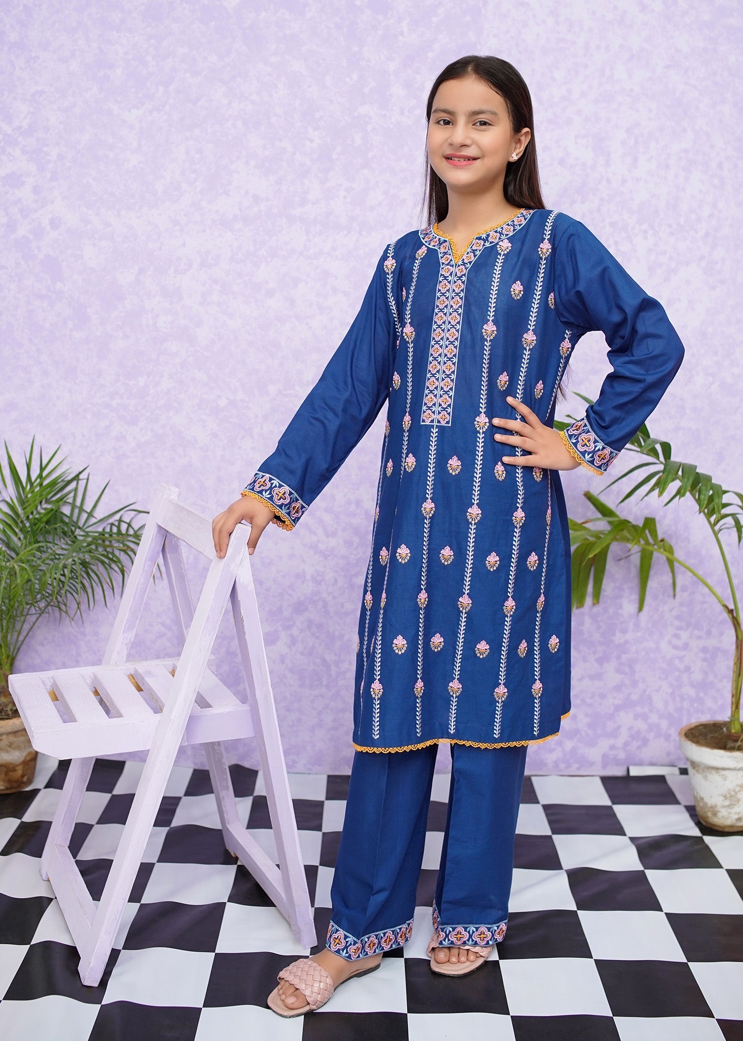 Modest Stitched 2 Piece Emb Cotton Collection'2024-D-8495