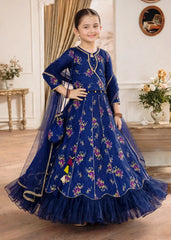 Modest Stitched 3 Piece Formals Kids Suit-A021-Blue
