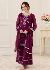 Modest Women 3 Piece Purple Chiffon Outfit-W300-Prpl