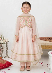 Modest Stitched 3 Piece Formals Kids Suit-A011-Peach