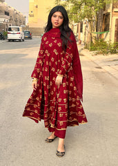 Modest West Stitched 3 Piece Festive Collection-Liana