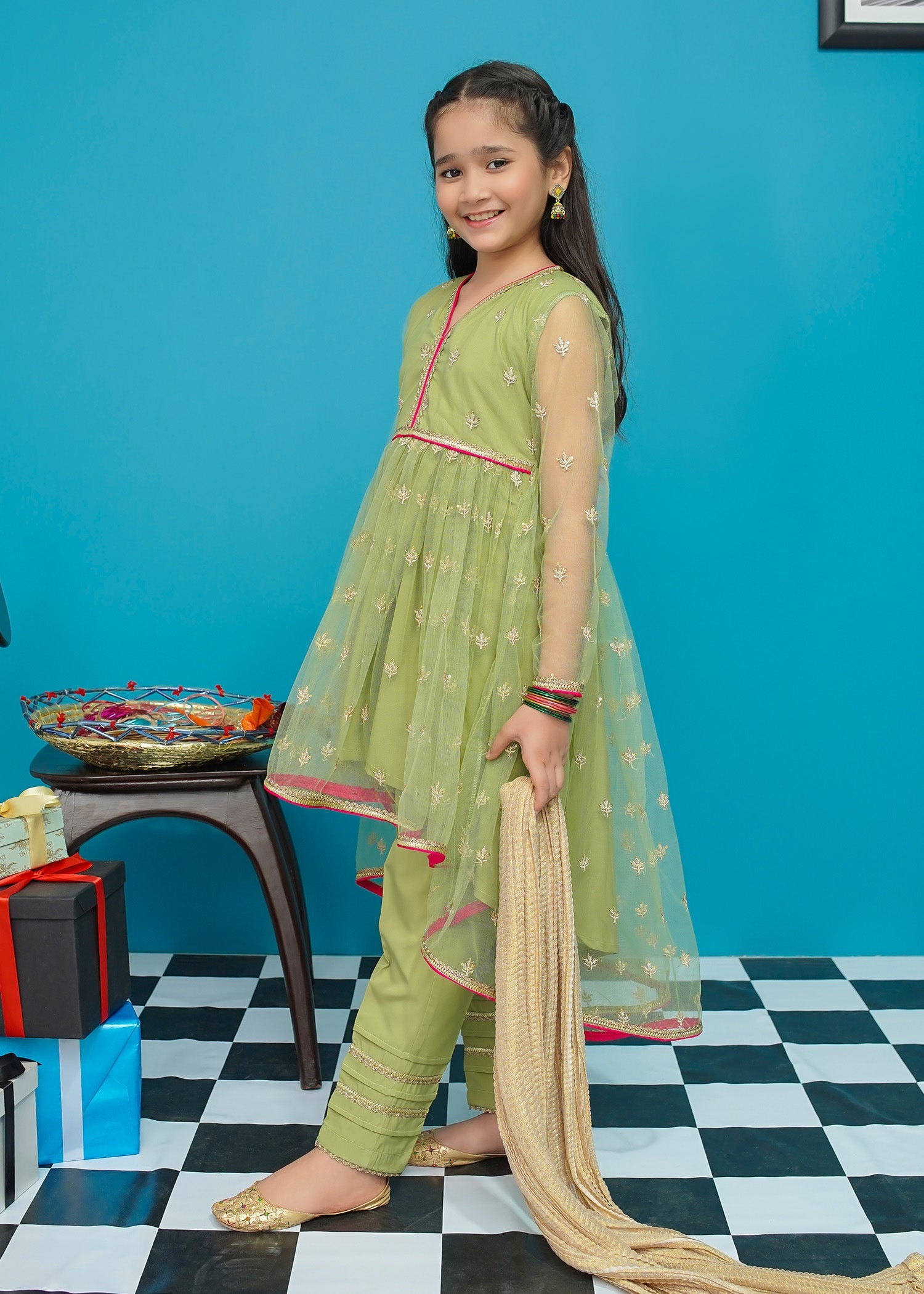 Modest Stitched 3 Piece Kids Festive Formals Edit-02 Collection'2024-Menah