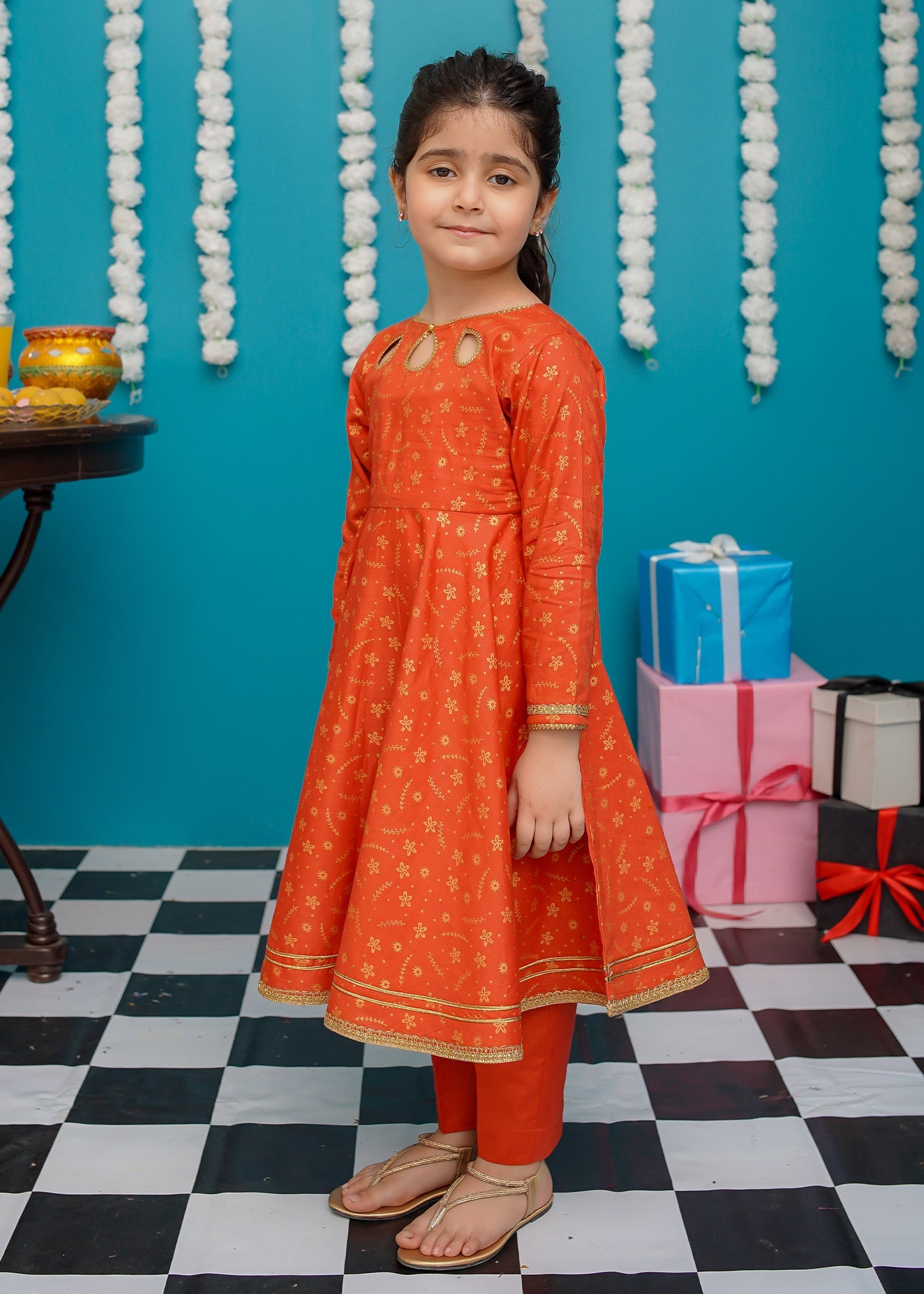 Eid Ki Khushiyan By Modest Stitched 3 Piece Cotton Frock Collection'2025-9220-Brn