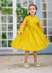 Fairy Bloom by Modest Stitched kids Formals Frock Collection'2025-Olive