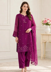 Modest Women 3 Piece Purple Chiffon Formal Suit-W296-Prpl