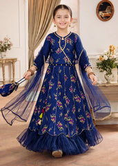 Modest Stitched 3 Piece Formals Kids Suit-A021-Blue