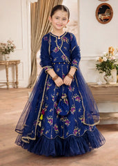 Modest Stitched 3 Piece Formals Kids Suit-A021-Blue