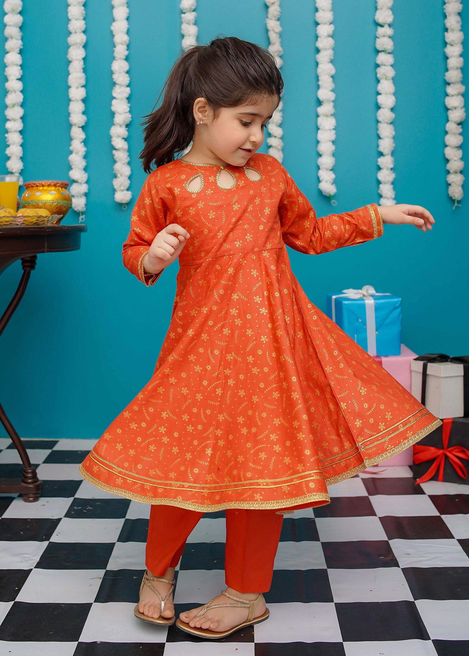 Eid Ki Khushiyan By Modest Stitched 3 Piece Cotton Frock Collection'2025-9220-Brn