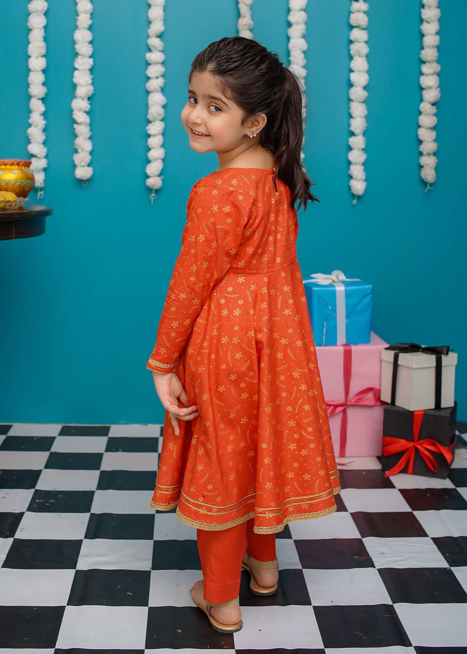 Eid Ki Khushiyan By Modest Stitched 3 Piece Cotton Frock Collection'2025-9220-Brn