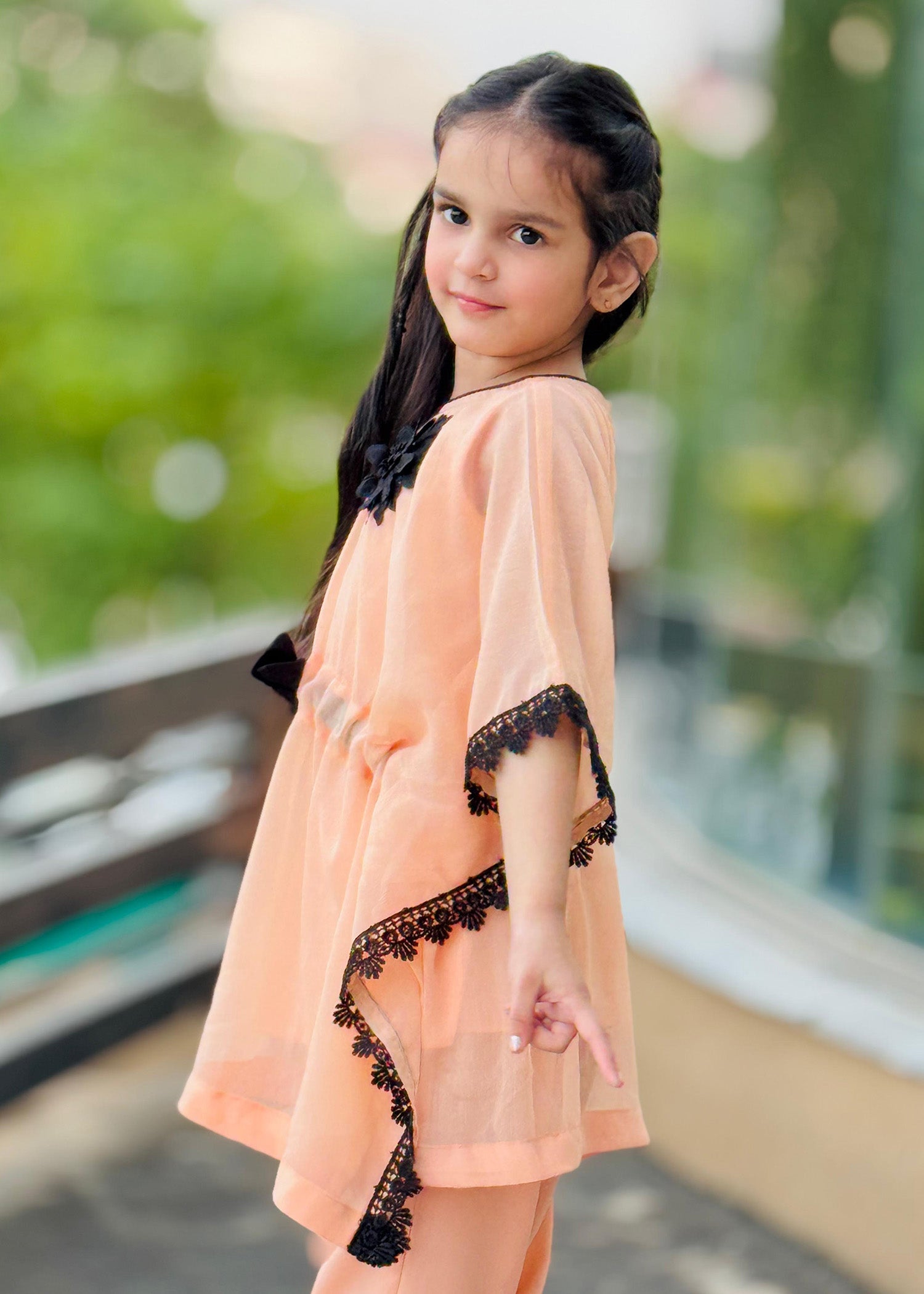 Little Girls By Modest Stitched 3 Piece Festive Collection'2024-Peach Petal