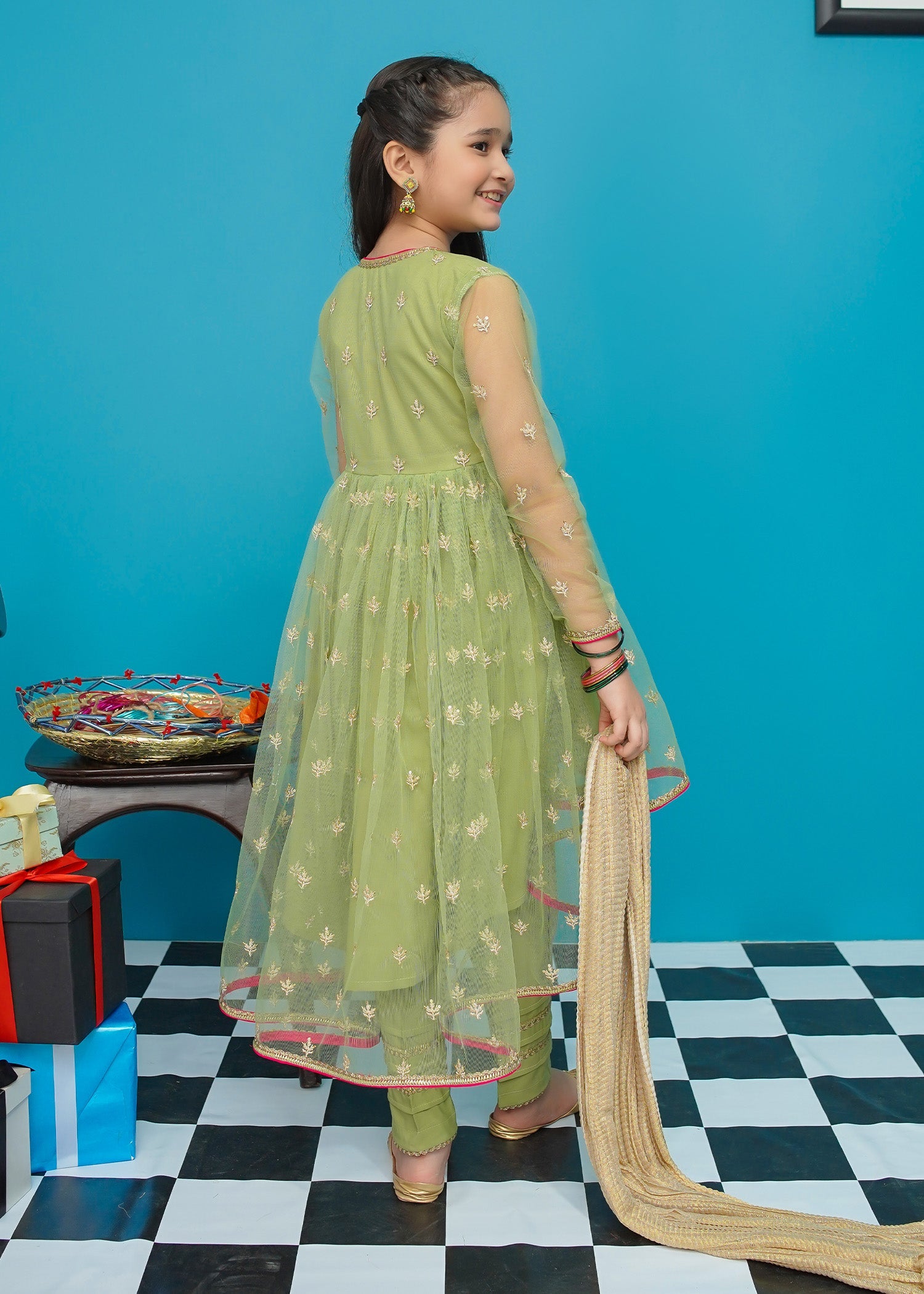 Modest Stitched 3 Piece Kids Festive Formals Edit-02 Collection'2024-Menah