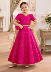 Modest Stitched 3 Piece Formals Kids Suit-A036-Pink