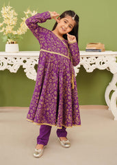 Modest Stitched 3 Piece Kids Festive Vol-01 Collection'2025-10160-Prpl