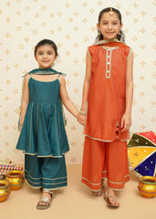 Meethi Eid By Modest Stitched 3 Piece Formals Collection-Girls Orange Ethnic Suit | 9130