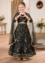 Modest Stitched 3 Piece Formals Kids Suit-A031-Black