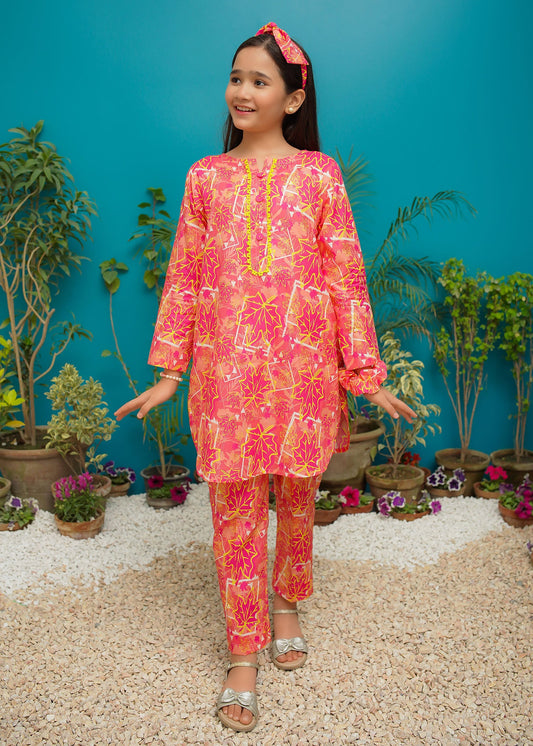 Modest Stitched 2 Piece Spring Summer Collection-Flamingo Bloom