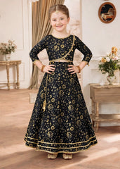 Modest Stitched 3 Piece Formals Kids Suit-A031-Black