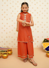 Meethi Eid By Modest Stitched 3 Piece Formals Collection-Girls Orange Ethnic Suit | 9130