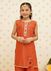 Meethi Eid By Modest Stitched 3 Piece Formals Collection-Girls Orange Ethnic Suit | 9130