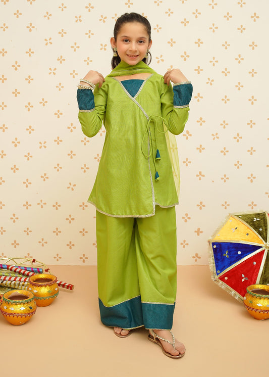 Meethi Eid By Modest Stitched 3 Piece Formals Collection-Girls 3 Piece Cotton Outfit | 9095