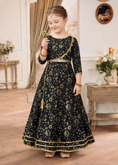 Modest Stitched 3 Piece Formals Kids Suit-A031-Black