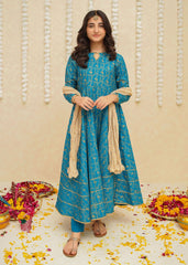 Gulzar By Modest Stitched 3 Piece Formals Collection'2025-8915-Blue Frock