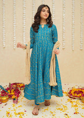 Gulzar By Modest Stitched 3 Piece Formals Collection'2025-8915-Blue Frock