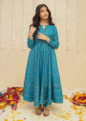 Gulzar By Modest Stitched 3 Piece Formals Collection'2025-8915-Blue Frock