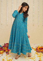 Gulzar By Modest Stitched 3 Piece Formals Collection'2025-8915-Blue Frock