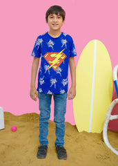 Modest Stitched Summer Kids Collection'2024-Superman Graphic Tee - Blue