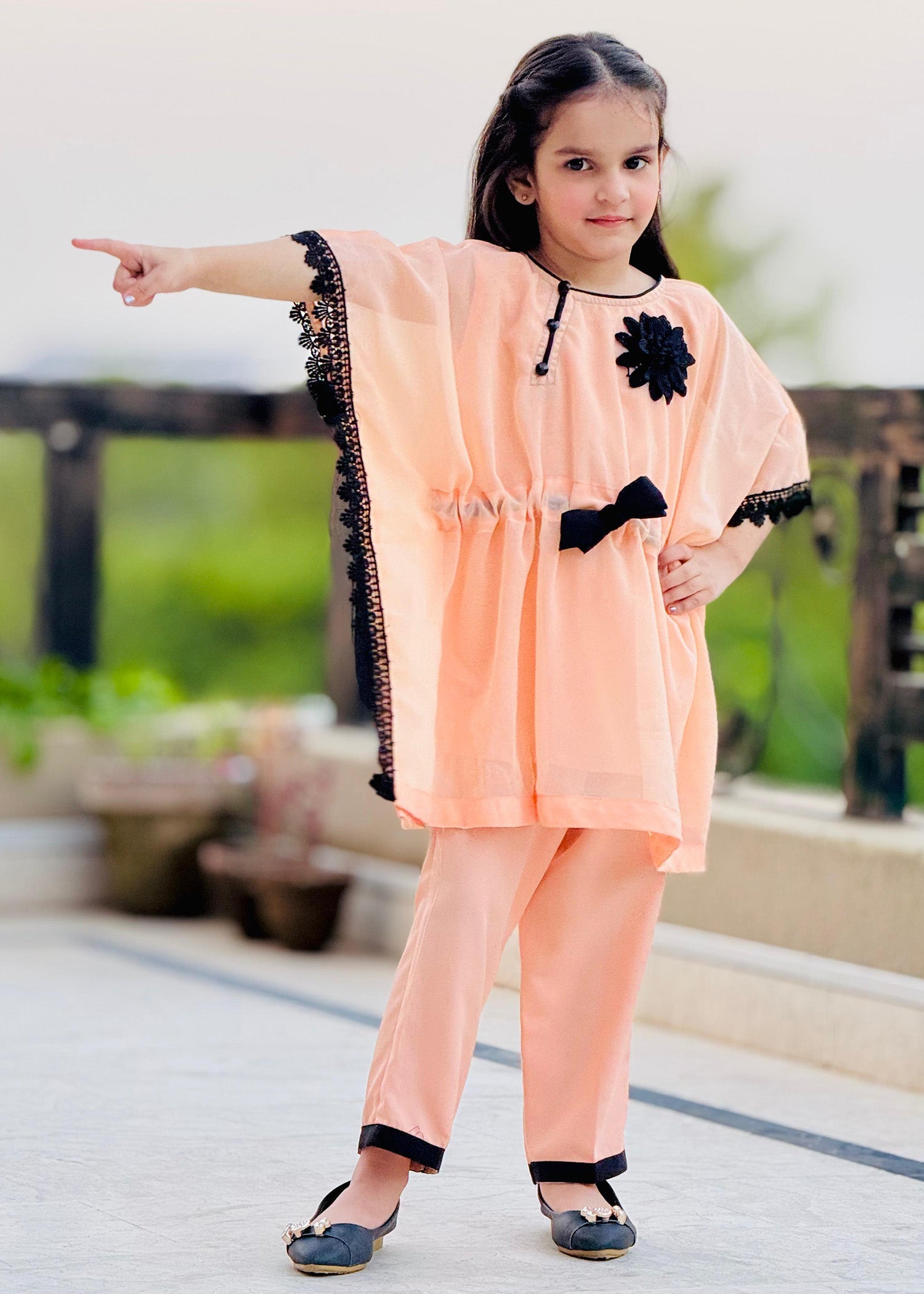 Little Girls By Modest Stitched 3 Piece Festive Collection'2024-Peach Petal