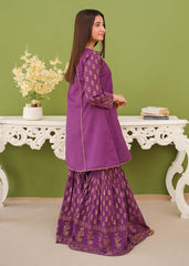 Modest Stitched 3 Piece Festive Edit Vol-02 Collection'2025-Purple Printed Cotton Gharara