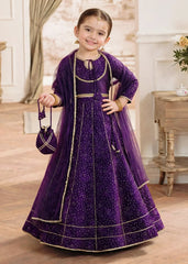 Modest Stitched 3 Piece Formals Kids Suit-A026-Purple