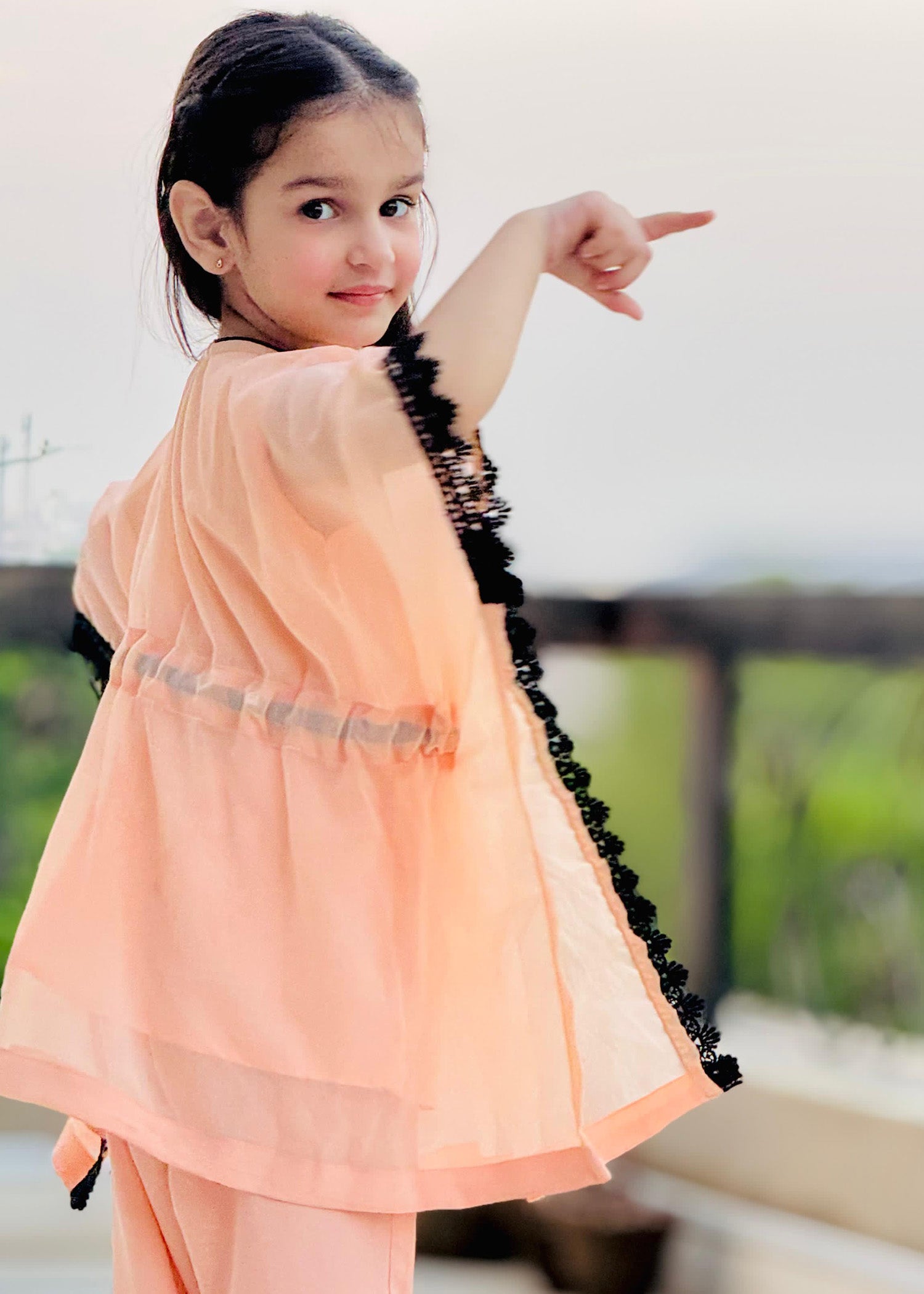 Little Girls By Modest Stitched 3 Piece Festive Collection'2024-Peach Petal